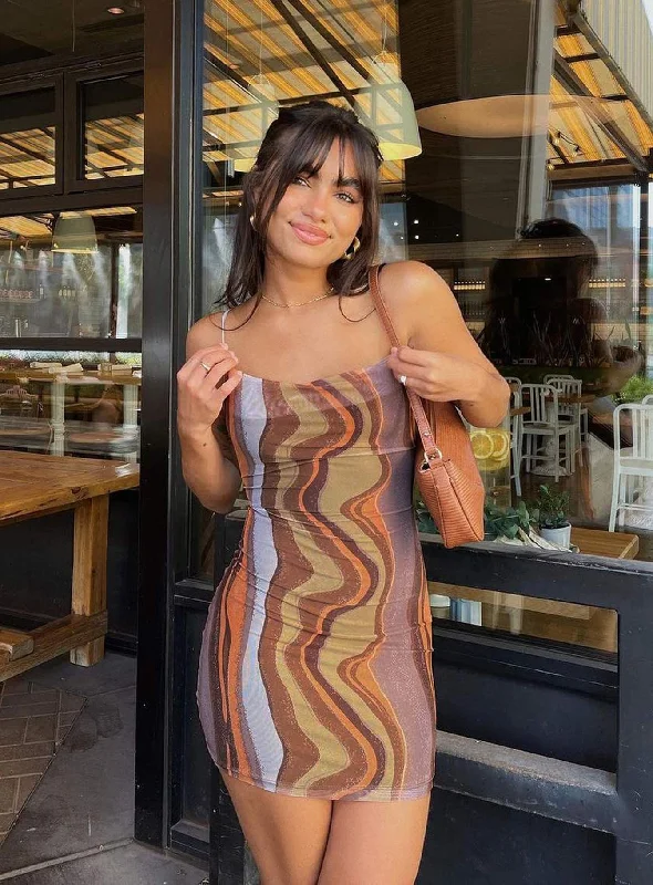 Corset dresses with personalized messages -Motel Bexley Dress Earthy Gradient Brown Corset dresses with personalized messages -Motel Bexley Dress Earthy Gradient Brown