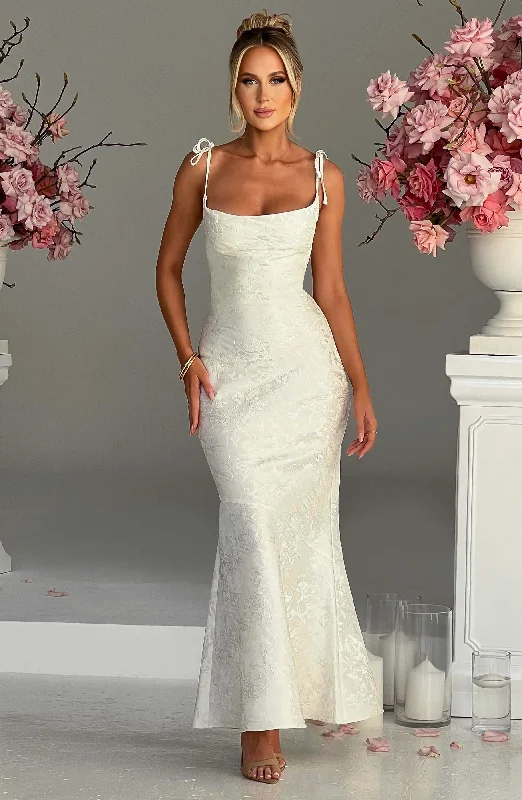 Bridal dresses with Georgette fabric and modern designs -Whitney Maxi Dress - Ivory