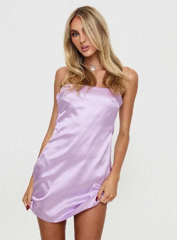 Party dresses for summer with sun protection and breathable fabrics for comfort and safety -Shaya Strapless Mini Dress Lilac Party dresses for summer with sun protection and breathable fabrics for comfort and safety -Shaya Strapless Mini Dress Lilac