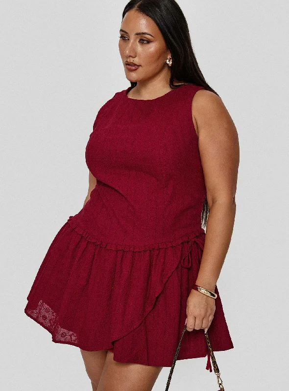 Party dresses with glittering beads and sequins -Cosie Mini Dress Red Curve