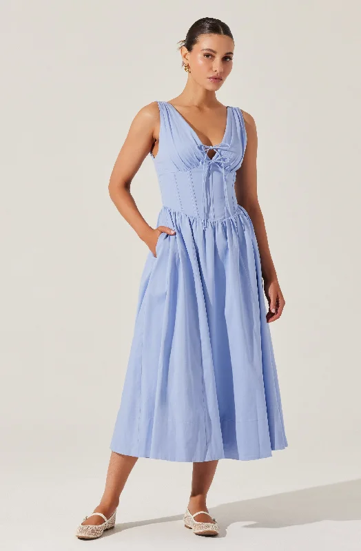 Bridesmaid dress styles approved for religious venues- -Maili Corset Poplin Midi Dress Bridesmaid dress styles approved for religious venues- -Maili Corset Poplin Midi Dress
