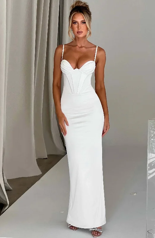 Formal party dresses for formal events with classic silhouettes and vintage-inspired accessories for a classic and elegant look -Onika Maxi Dress - Ivory Formal party dresses for formal events with classic silhouettes and vintage-inspired accessories for a classic and elegant look -Onika Maxi Dress - Ivory