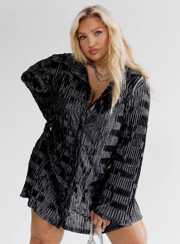Formal birthday dresses with sophisticated designs and luxurious fabrics for formal galas and high-end events -Lila Shirt Dress Black Curve Formal birthday dresses with sophisticated designs and luxurious fabrics for formal galas and high-end events -Lila Shirt Dress Black Curve