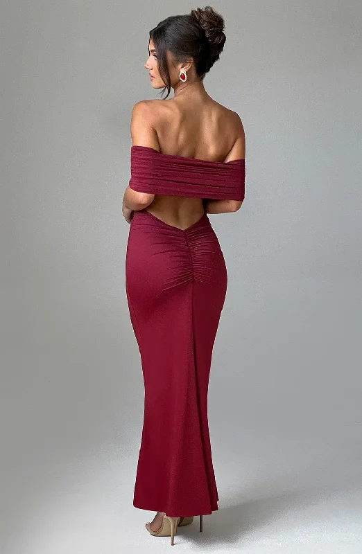 Formal dresses for formal events with convertible sleeves and necklines for flexibility and style versatility -Belinda Maxi Dress - Burgundy Formal dresses for formal events with convertible sleeves and necklines for flexibility and style versatility -Belinda Maxi Dress - Burgundy