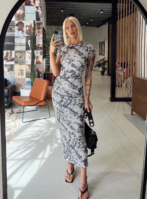Corset dresses with unique accessories and embellishments -Read About It Maxi Dress Black / White