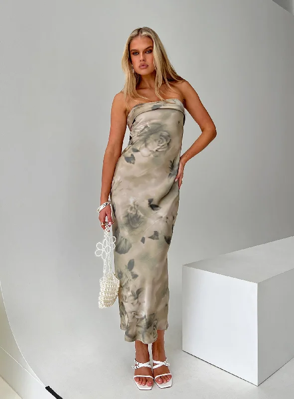 Formal birthday dresses with luxurious fabrics and sophisticated designs for formal events and high-end galas -Voices Strapless Maxi Dress Cream Floral Formal birthday dresses with luxurious fabrics and sophisticated designs for formal events and high-end galas -Voices Strapless Maxi Dress Cream Floral