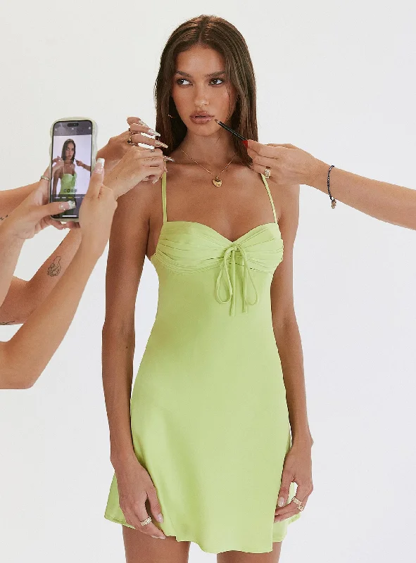 Prom dresses with sustainable materials and innovative technology integration for modernity -Glendon Mini Dress Green