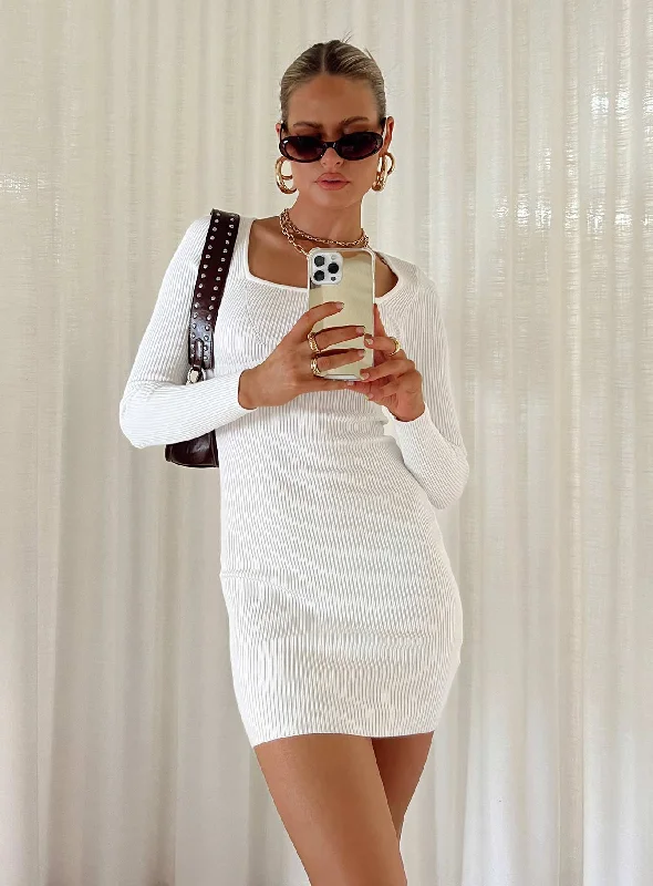 Party dresses for formal events with convertible sleeves and necklines for flexibility and style versatility -Ester Long Sleeve Mini Dress White Party dresses for formal events with convertible sleeves and necklines for flexibility and style versatility -Ester Long Sleeve Mini Dress White
