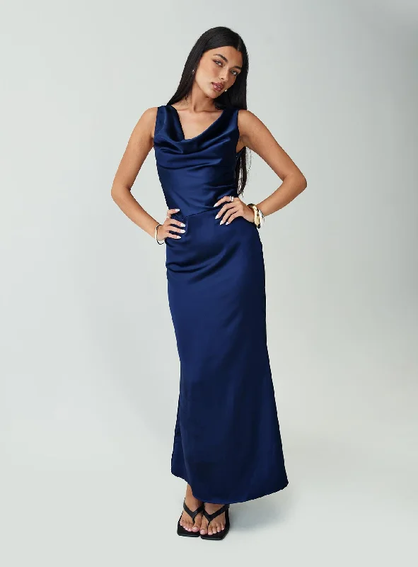 Formal gowns for special occasions with personalized messages and quotes -Soprano Plunge Maxi Dress Navy