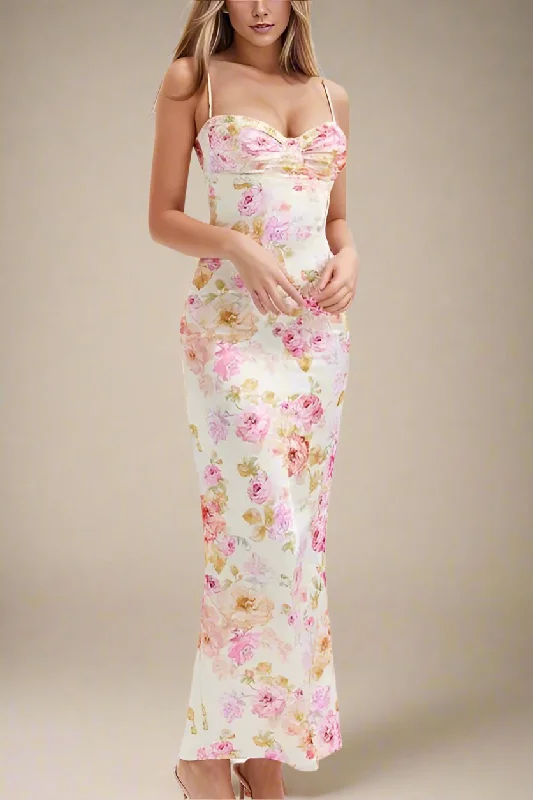 Astrid Bodycon Maxi Dress - White Pearl