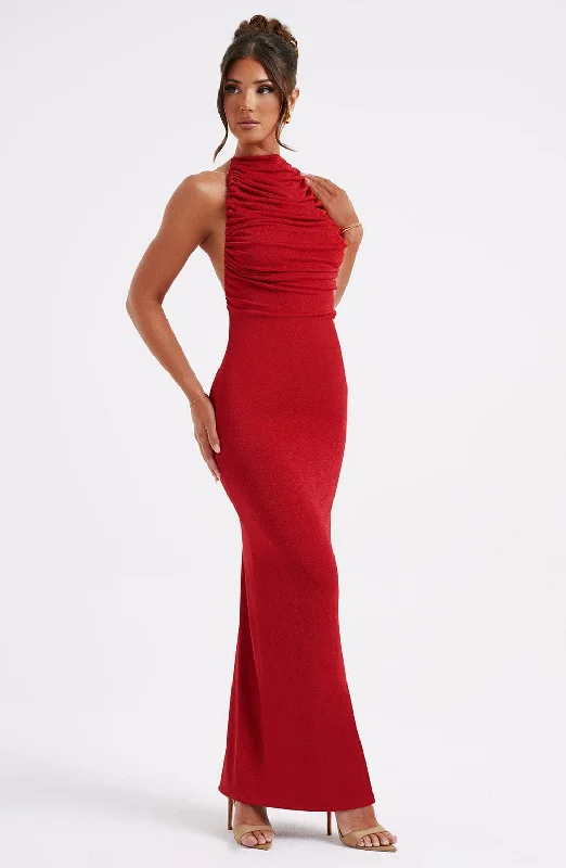 Party dresses for formal events with smart temperature regulation and comfort for optimal relaxation and well-being -Nala Maxi Dress - Red Party dresses for formal events with smart temperature regulation and comfort for optimal relaxation and well-being -Nala Maxi Dress - Red