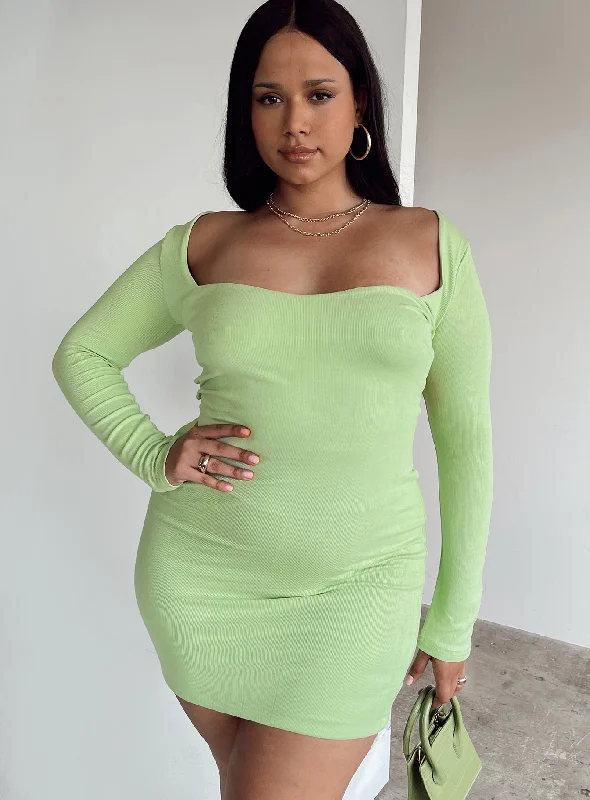 Corset dresses with eco-friendly materials and sustainable production -Nolan Mini Dress Green Curve
