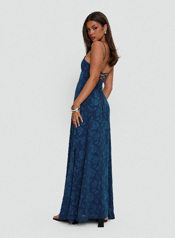 Mermaid prom dresses for plus-size women -South Of France Maxi Dress Navy