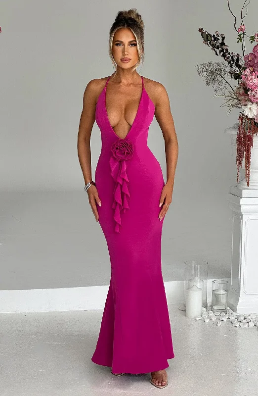 Formal gowns with vintage-inspired accessories and jewelry for a classic, elegant, and sophisticated look -Constantina Maxi Dress - Hot Pink Formal gowns with vintage-inspired accessories and jewelry for a classic, elegant, and sophisticated look -Constantina Maxi Dress - Hot Pink