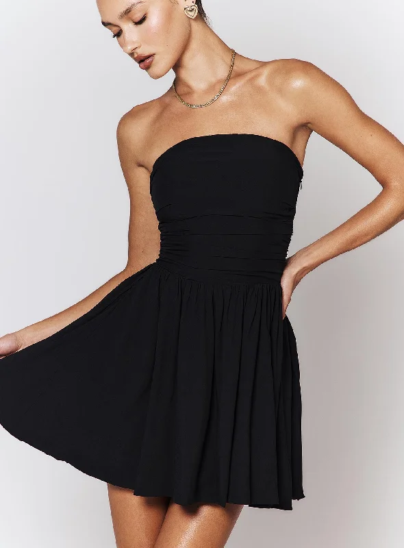 Formal birthday dresses for formal galas with unique cultural influences and traditional styles for cultural heritage -Rashida Strapless Mini Dress Black Formal birthday dresses for formal galas with unique cultural influences and traditional styles for cultural heritage -Rashida Strapless Mini Dress Black