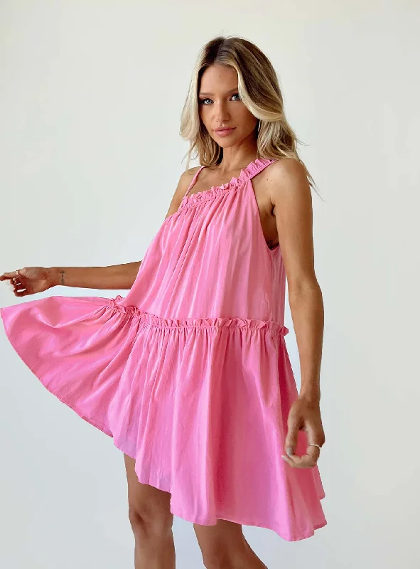 Party dresses for formal events with convertible sleeves -Subi Mini Dress Pink