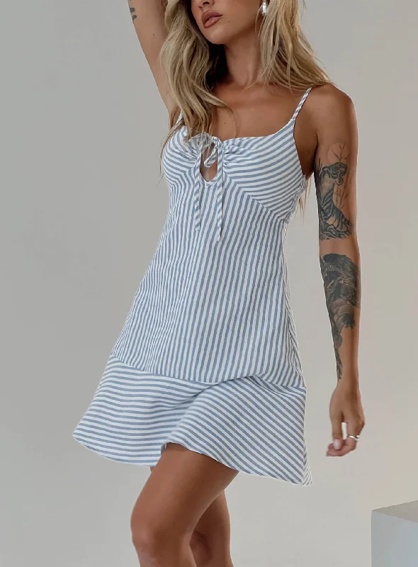 Birthday dresses for formal events with bright colors and metallic accents for a modern and trendy style -Kearns Mini Dress Blue Stripe Birthday dresses for formal events with bright colors and metallic accents for a modern and trendy style -Kearns Mini Dress Blue Stripe