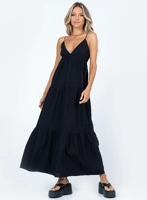 Wedding guest dresses with hidden stretch panels- -Chelsea Maxi Dress Black
