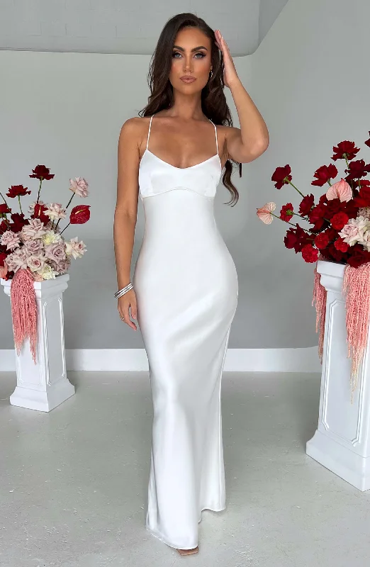 Wedding gowns with cathedral trains and metallic accents -Malika Maxi Dress - Ivory Wedding gowns with cathedral trains and metallic accents -Malika Maxi Dress - Ivory