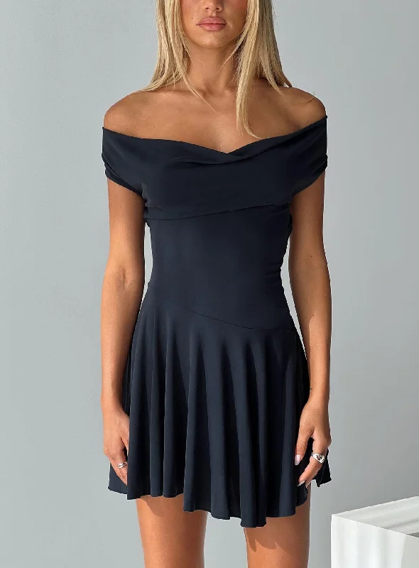 Prom dresses with detachable trains and sleeves for versatility and flexibility in styling -Body Heat Cowl Mini Dress Navy Prom dresses with detachable trains and sleeves for versatility and flexibility in styling -Body Heat Cowl Mini Dress Navy