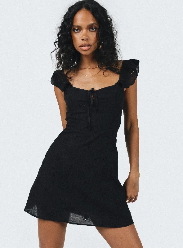 Party dresses for special occasions with custom designs -Besiana Mini Dress Black