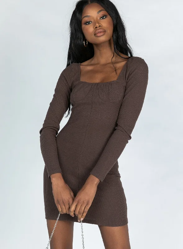 Party dresses for special occasions with personalized messages and quotes for a personal and meaningful touch -Denielle Mini Dress Chocolate