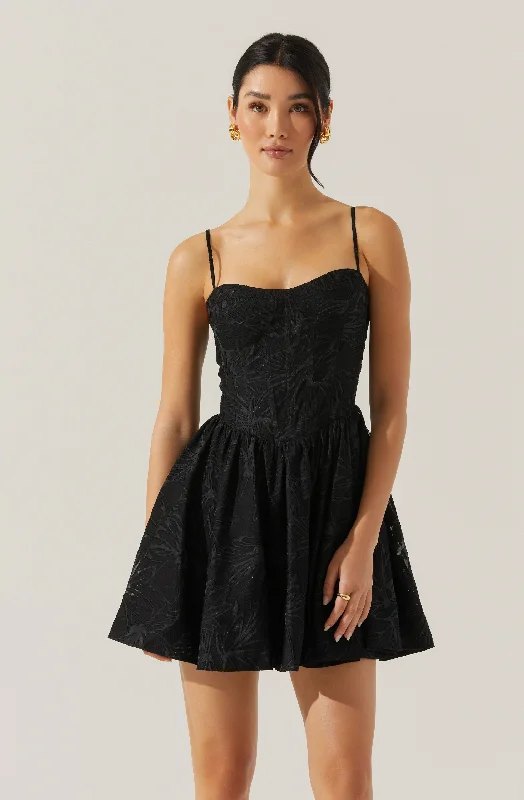 Best ways to style graduation dresses with statement jewelry- -Linelly Jacquard Bustier Skater Dress