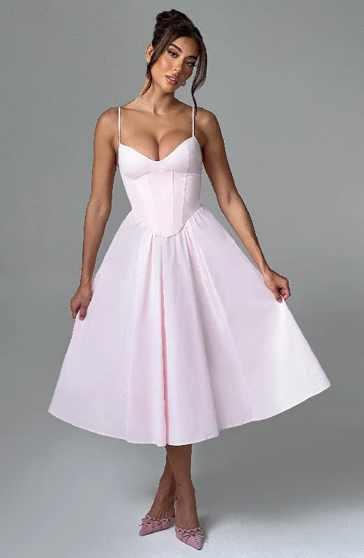 Corset dresses for formal events with convertible sleeves and necklines for flexibility and style versatility -Mariella Midi Dress - Blush Corset dresses for formal events with convertible sleeves and necklines for flexibility and style versatility -Mariella Midi Dress - Blush