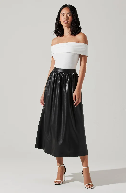 Bridesmaid dresses with removable straps for versatility- -Diandra Faux Leather Midi Skirt Bridesmaid dresses with removable straps for versatility- -Diandra Faux Leather Midi Skirt