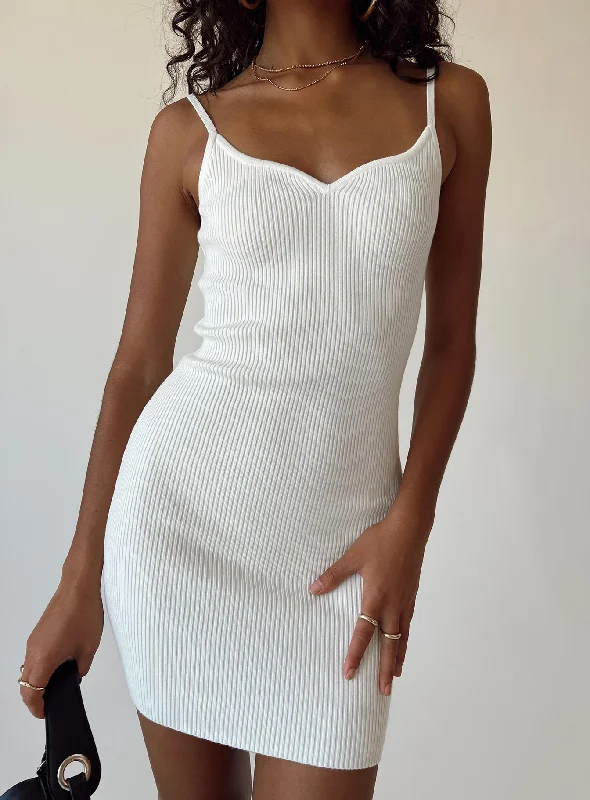Corset dresses for special occasions with personalized messages and quotes for a personal and meaningful touch -Breton Mini Dress White