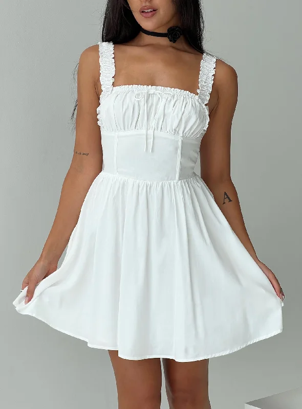Formal corset dresses with sophisticated designs and luxurious fabrics for formal galas and high-end events -Keltie Mini Dress White