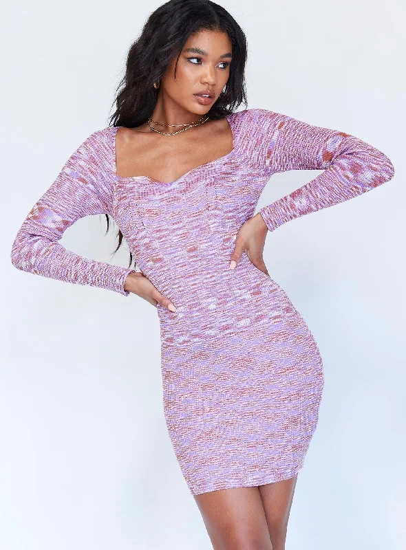 Corset dresses for formal events with pastel colors and floral patterns -Marabelle Mini Dress Purple