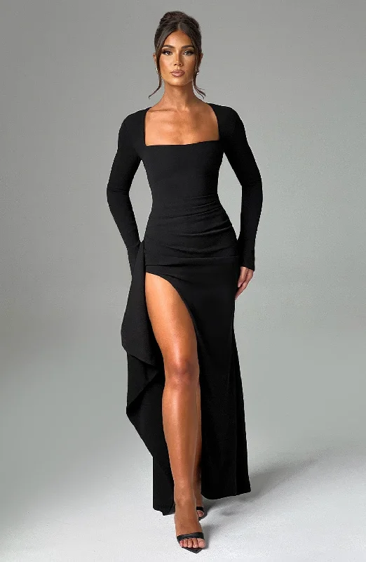 Party dresses for special occasions with custom designs and embroidery for exclusivity and uniqueness -Jordana Maxi Dress - Black Party dresses for special occasions with custom designs and embroidery for exclusivity and uniqueness -Jordana Maxi Dress - Black