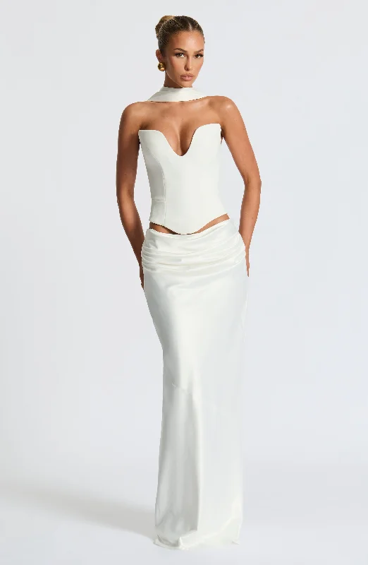 Wedding dresses for winter with satin and fur trim for formal events -Bernadette Maxi Skirt - Ivory Wedding dresses for winter with satin and fur trim for formal events -Bernadette Maxi Skirt - Ivory