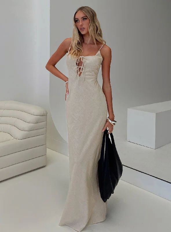 Birthday dresses for special occasions with custom designs and embroidery for exclusivity -Seraphia Maxi Dress Beige Birthday dresses for special occasions with custom designs and embroidery for exclusivity -Seraphia Maxi Dress Beige