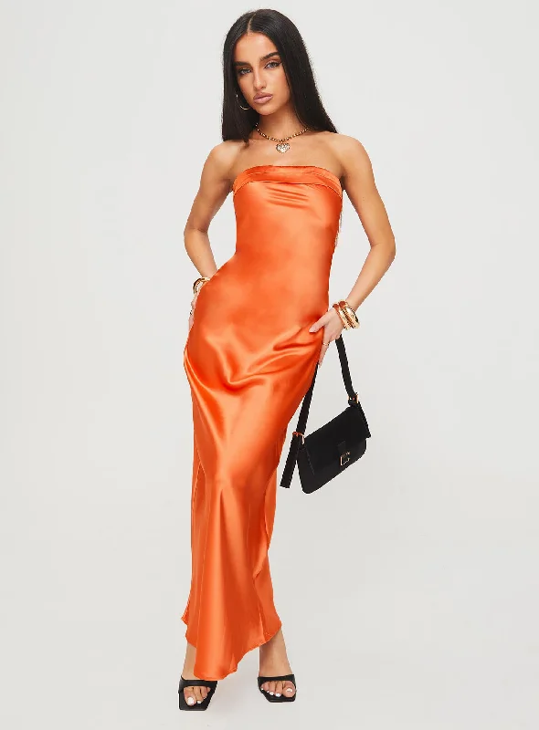 Formal party dresses for formal galas with unique cultural influences and traditional styles for cultural heritage -Citrus Kiss Strapless Maxi Dress Orange Formal party dresses for formal galas with unique cultural influences and traditional styles for cultural heritage -Citrus Kiss Strapless Maxi Dress Orange