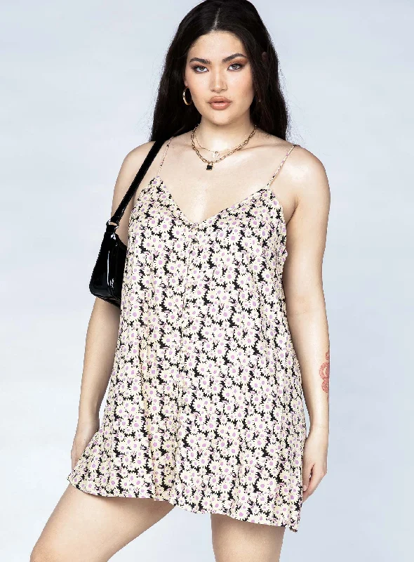 Party dresses with unique accessories and embellishments for special occasions and events to stand out and shine -Motel Akina Mini Dress Daisy Day Dream Cream