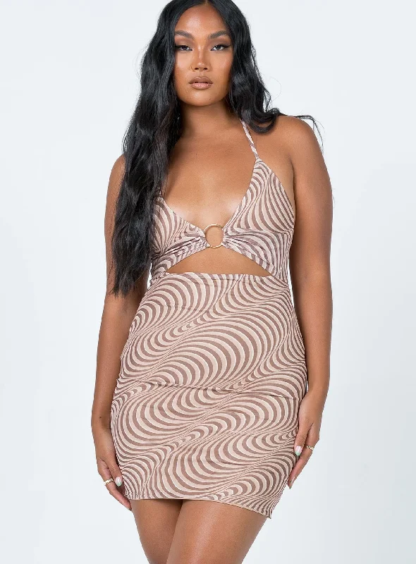 Corset dresses with sustainable materials and innovative technology integration for modern style -Bennie Mini Dress Brown Swirl