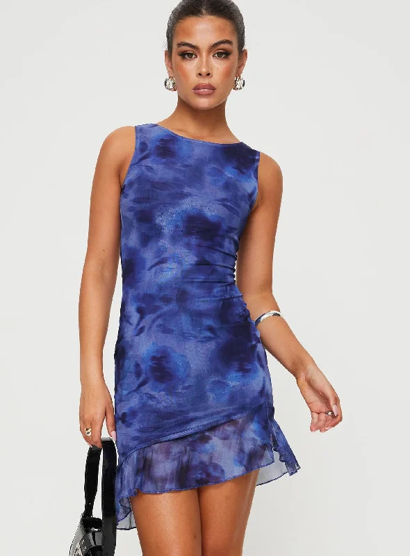 Formal corset dresses for formal events with classic silhouettes and vintage-inspired accessories for a classic look -Molita Ruffle Hem Dress Mini Dress Navy Formal corset dresses for formal events with classic silhouettes and vintage-inspired accessories for a classic look -Molita Ruffle Hem Dress Mini Dress Navy