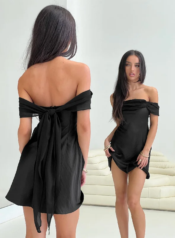 Prom dresses with metallic accents and glitter -Adoration Mini Dress Black Petite