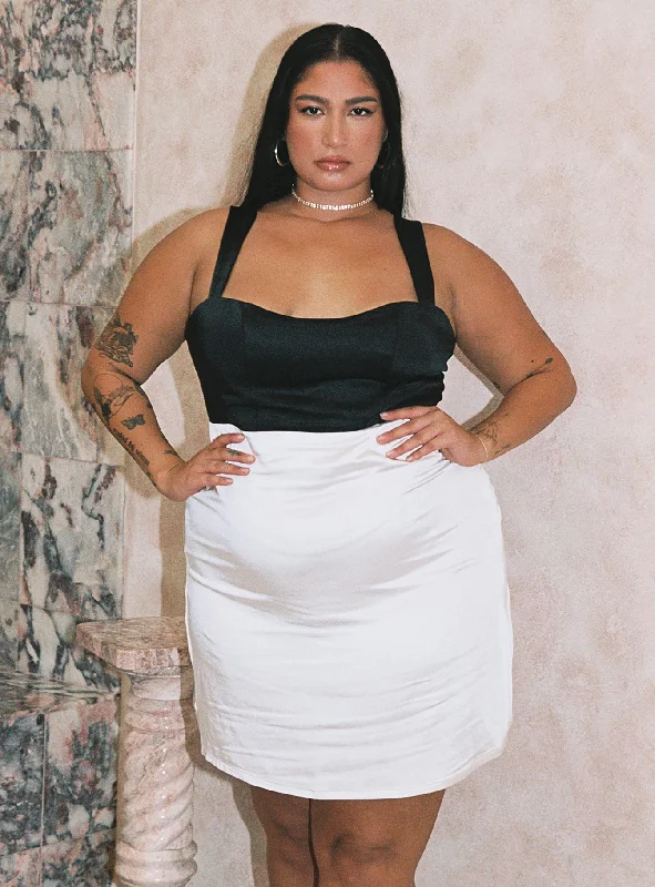 Birthday dresses with unique cultural influences and traditional styles for cultural identity and heritage -Miah Mini Dress White / Black Curve Birthday dresses with unique cultural influences and traditional styles for cultural identity and heritage -Miah Mini Dress White / Black Curve