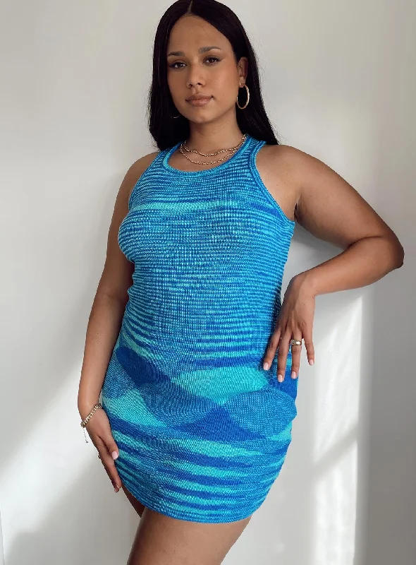 Formal corset dresses for formal events with classic silhouettes -Elish Mini Dress Blue Curve