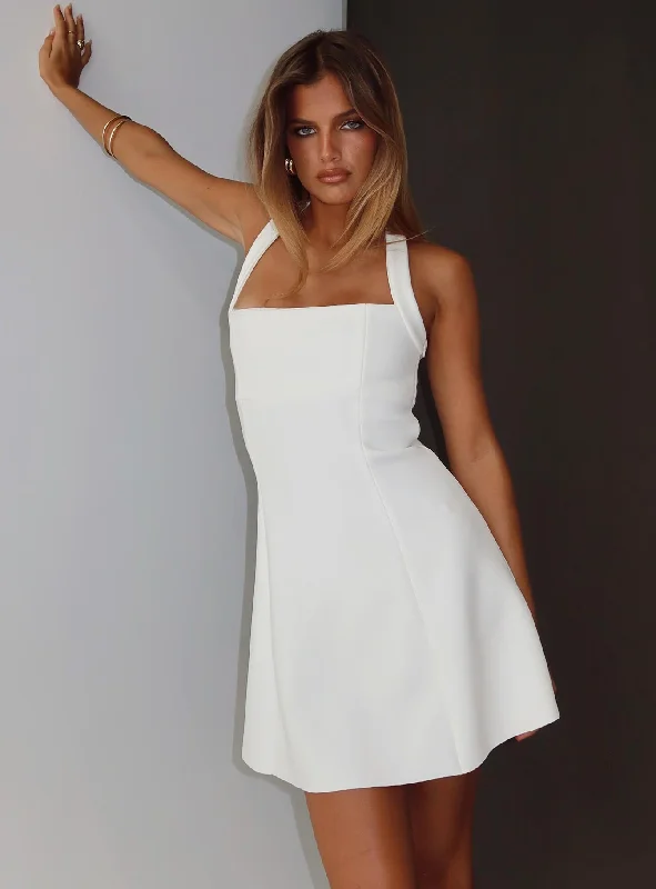 Best graduation dresses with convertible sleeve options- -Alyn Halter Mini Dress White Best graduation dresses with convertible sleeve options- -Alyn Halter Mini Dress White