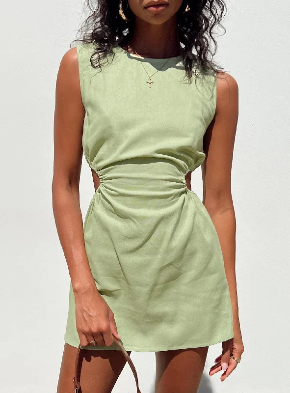 Formal dresses for formal events with pastel colors and floral patterns for a fresh and youthful appearance -Mayzie Mini Dress Green Formal dresses for formal events with pastel colors and floral patterns for a fresh and youthful appearance -Mayzie Mini Dress Green