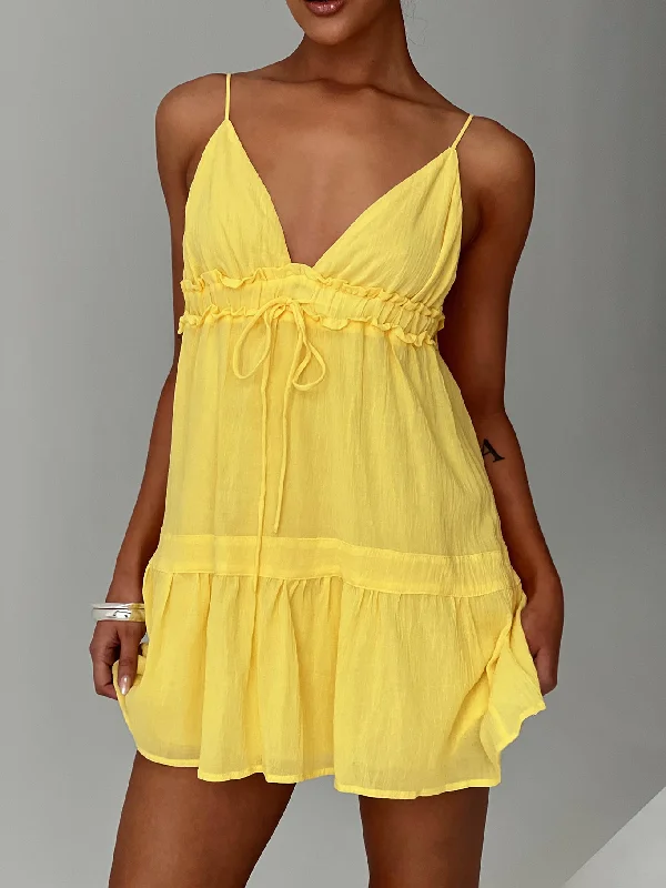 Birthday dresses with unique accessories and embellishments for special occasions and events to stand out and shine -Dionne Mini Dress Lemon Birthday dresses with unique accessories and embellishments for special occasions and events to stand out and shine -Dionne Mini Dress Lemon