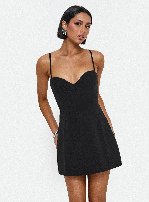 Party dresses for special occasions with custom designs and embroidery for exclusivity -Rummy Mini Dress Black