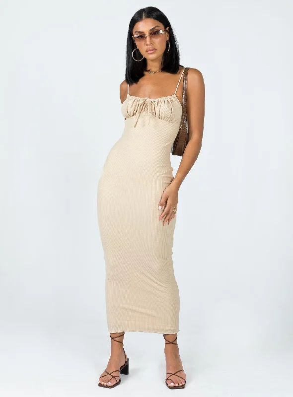 Corset dresses for formal events with elegant silhouettes and vintage-inspired styles for a timeless look -Slow Dancing Maxi Dress Beige Corset dresses for formal events with elegant silhouettes and vintage-inspired styles for a timeless look -Slow Dancing Maxi Dress Beige