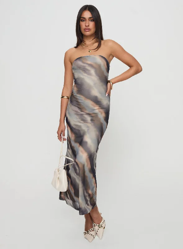 Party dresses with eco-friendly materials and sustainable production for environmental responsibility -Pinacle Strapless Maxi Dress Brown Party dresses with eco-friendly materials and sustainable production for environmental responsibility -Pinacle Strapless Maxi Dress Brown